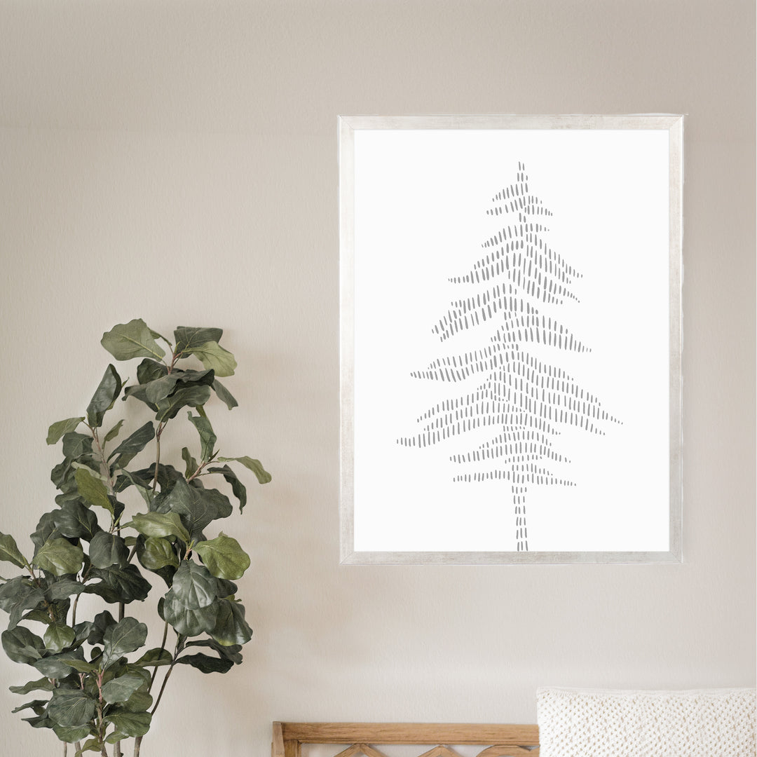 Modern Gray Pine Tree Illustration