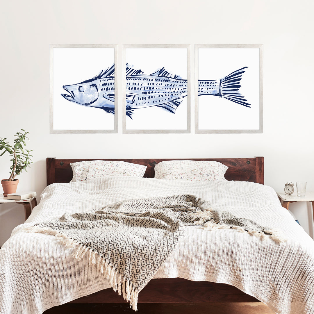Striped Bass Triptych - Set of 3 - Jetty Home