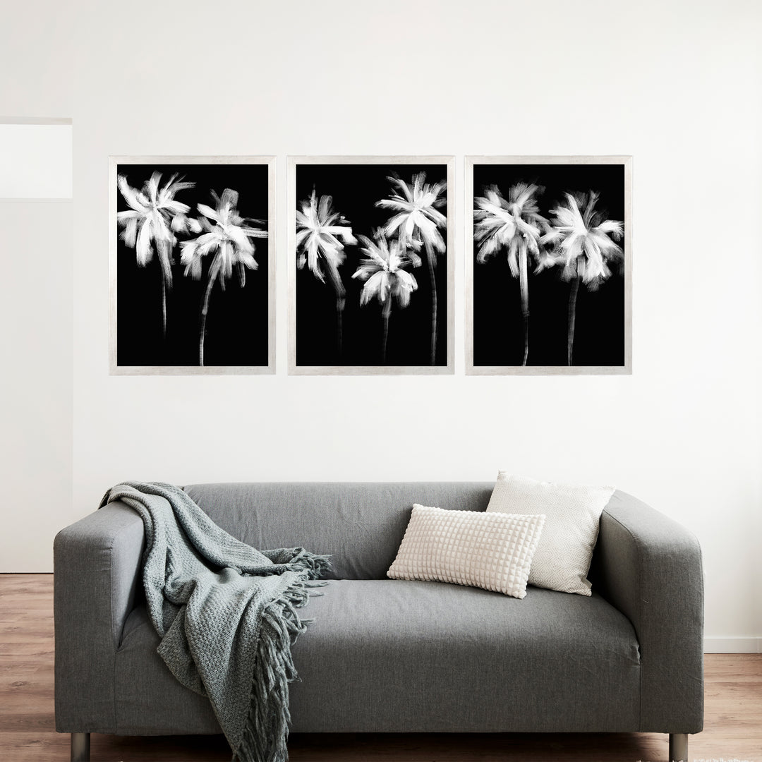 Black & White Minimalist Palms, No. 1 - Set of 3