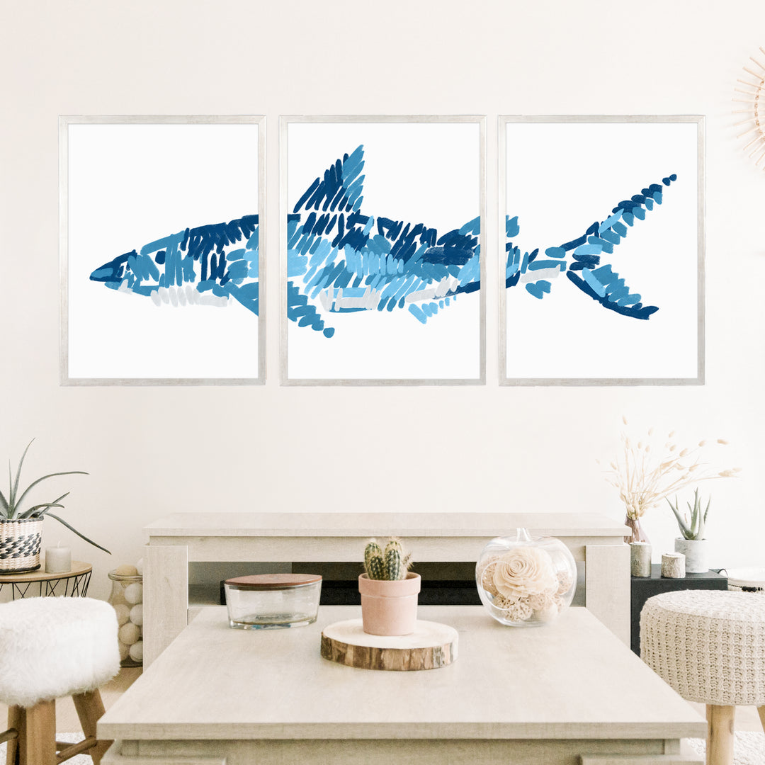 The Shark Triptych - Set of 3 - Jetty Home