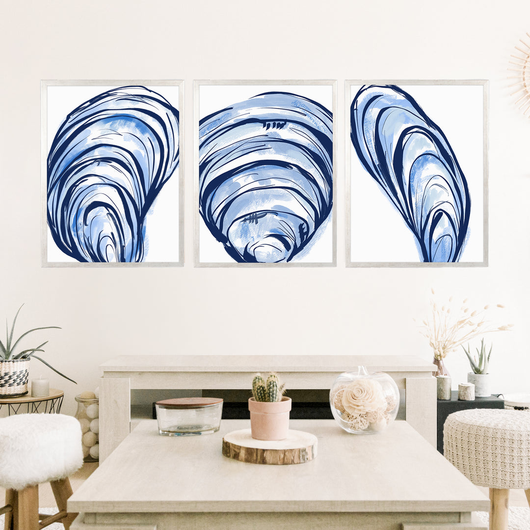 Blue Seashells Triptych - Set of 3 - Jetty Home