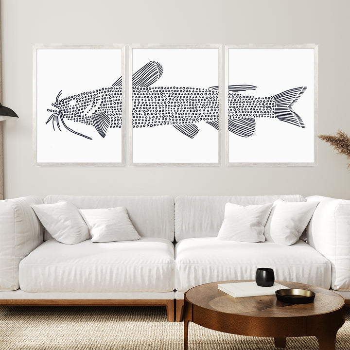 Catfish in Circles Triptych - Set of 3