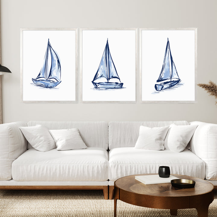 Whitecaps and Wind Triptych - Set of 3 - Jetty Home