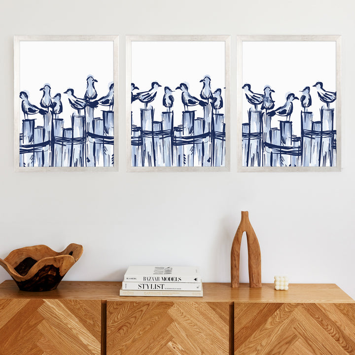 Harbor Gulls Triptych - Set of 3 - Jetty Home