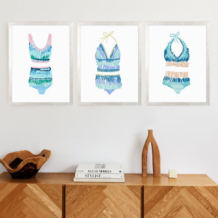 Swim Suit Trio Triptych, No. 1 - Set of 3 - Jetty Home