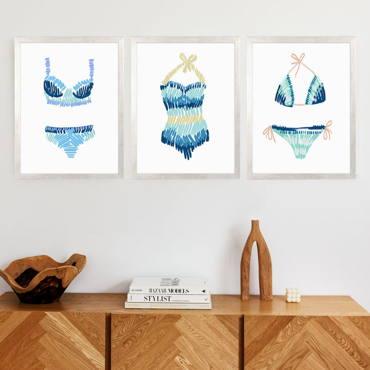 Swim Suit Trio Triptych, No. 2 - Set of 3