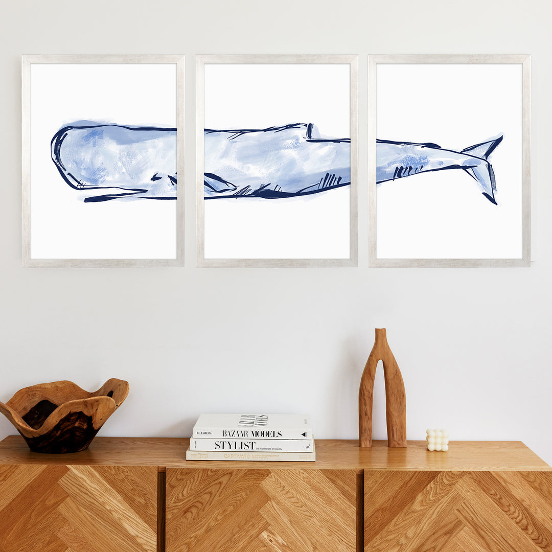The Nautical Sperm Whale Triptych - Set of 3 - Jetty Home