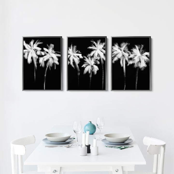 Black & White Minimalist Palms, No. 1 - Set of 3