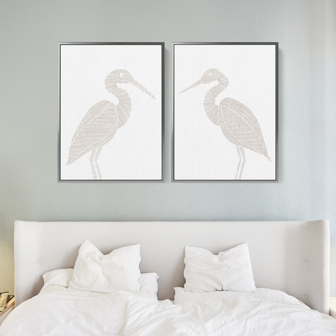 Woven Heron Diptych - Set of 2