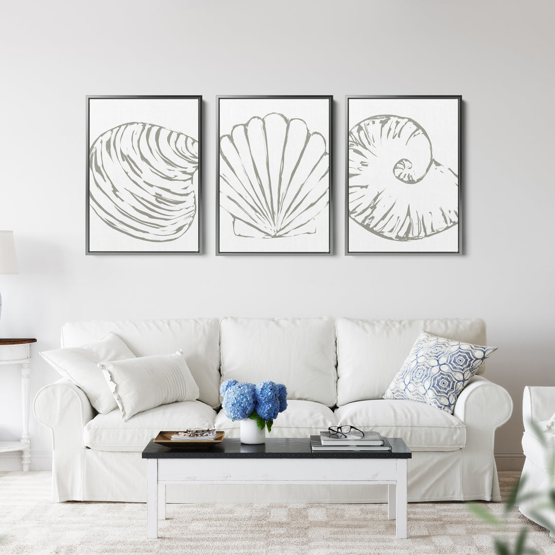 Minimalist Seashell Trio, No. 2 - Set of 3