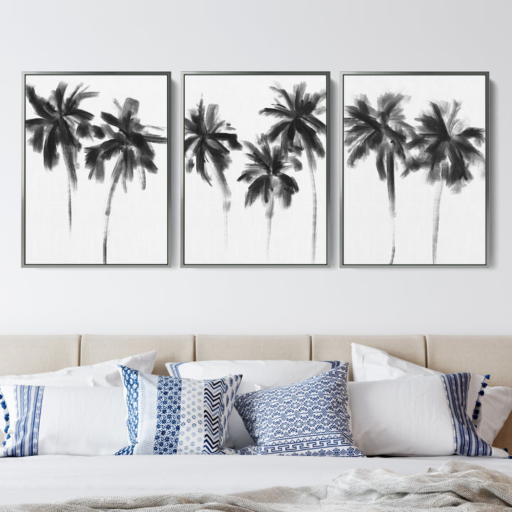 Black & White Minimalist Palms, No. 2 - Set of 3