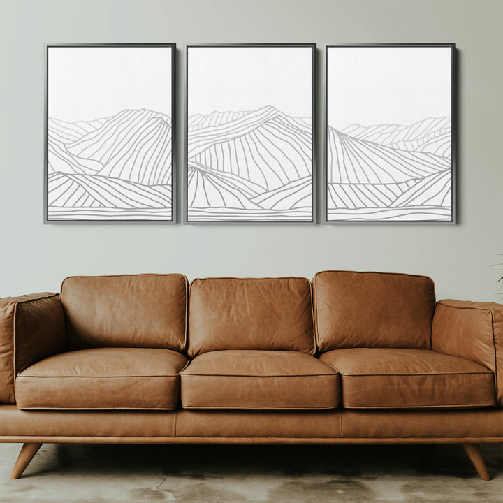 Minimalist Gray Mountain Illustration - Set of 3