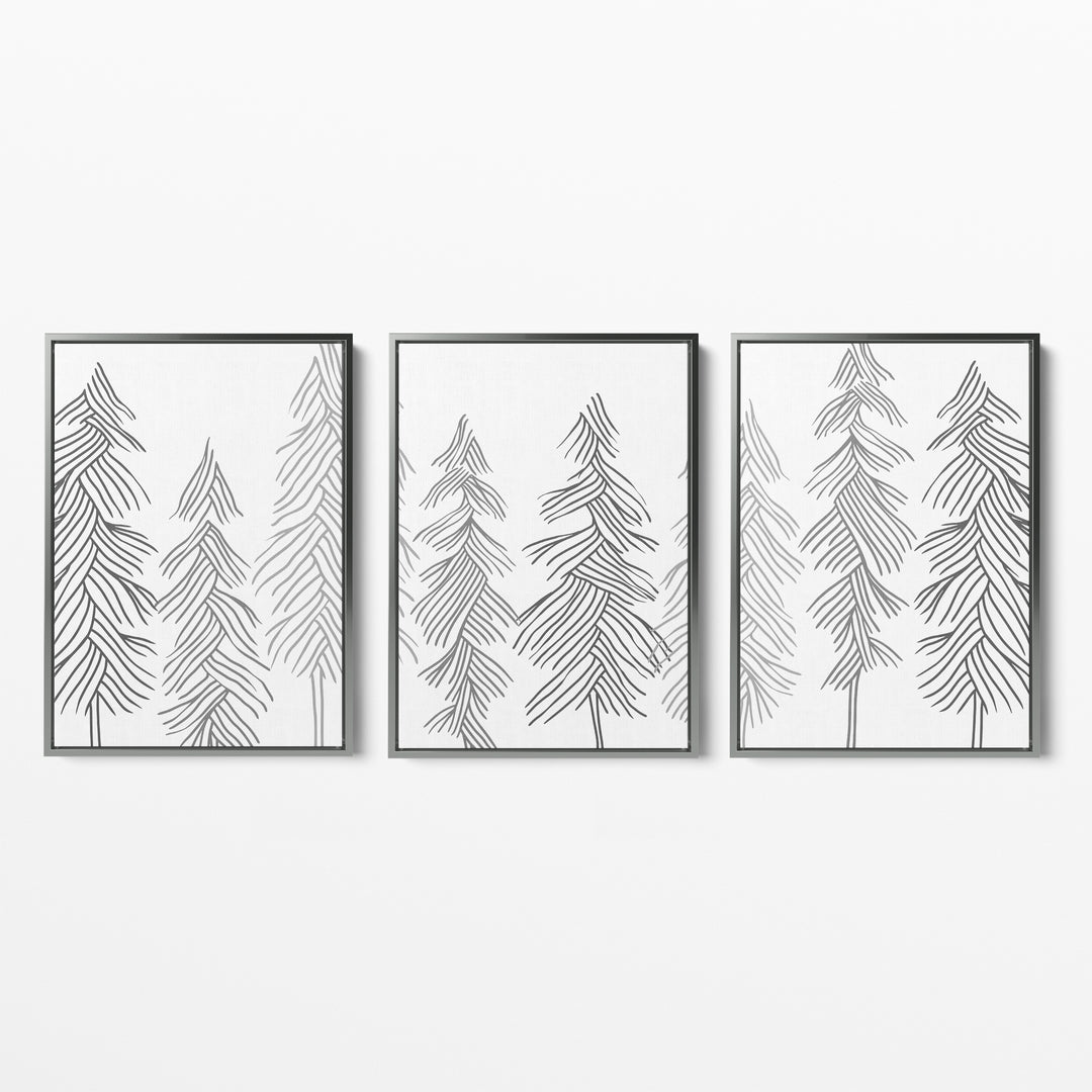 Simple Line Pine Trees - Set of 3