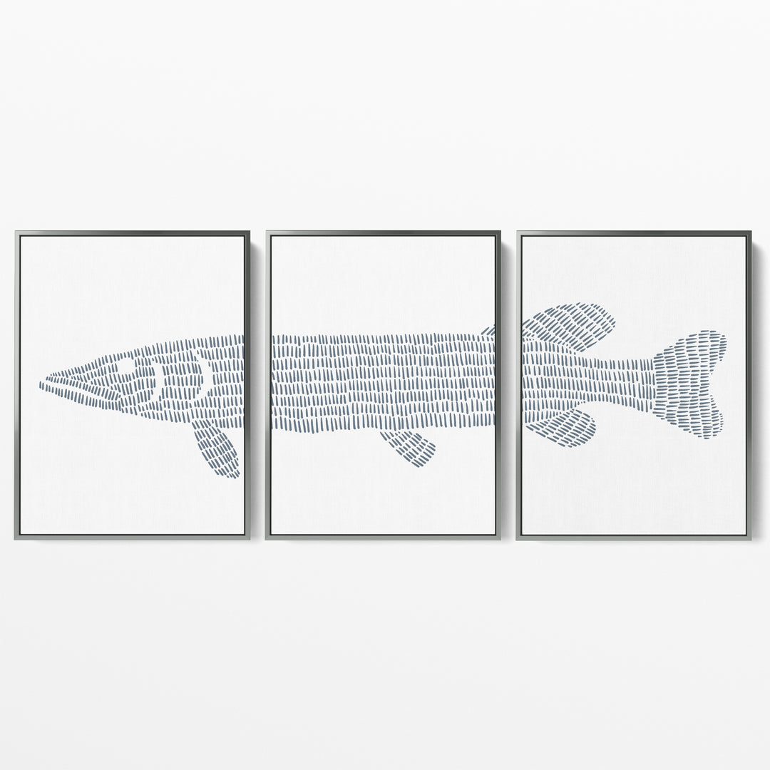 Northern Pike Lake Fish - Set of 3 - Art Prints or Canvases