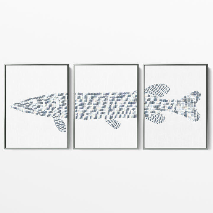 Northern Pike Lake Fish - Set of 3 - Art Prints or Canvases