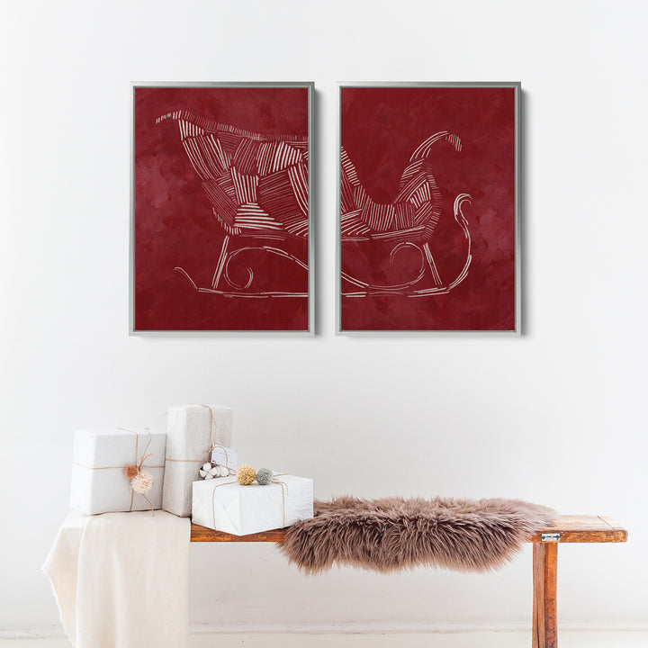Sleigh Ride Diptych - Set of 2  - Art Prints or Canvases - Jetty Home