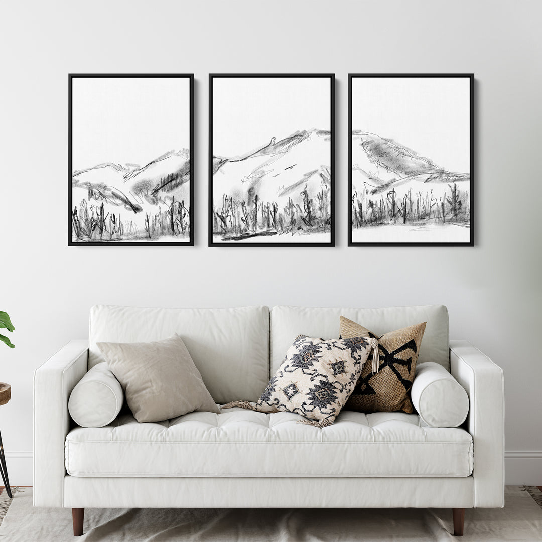 Mountain Landscape Sketch - Set of 3 - Jetty Home