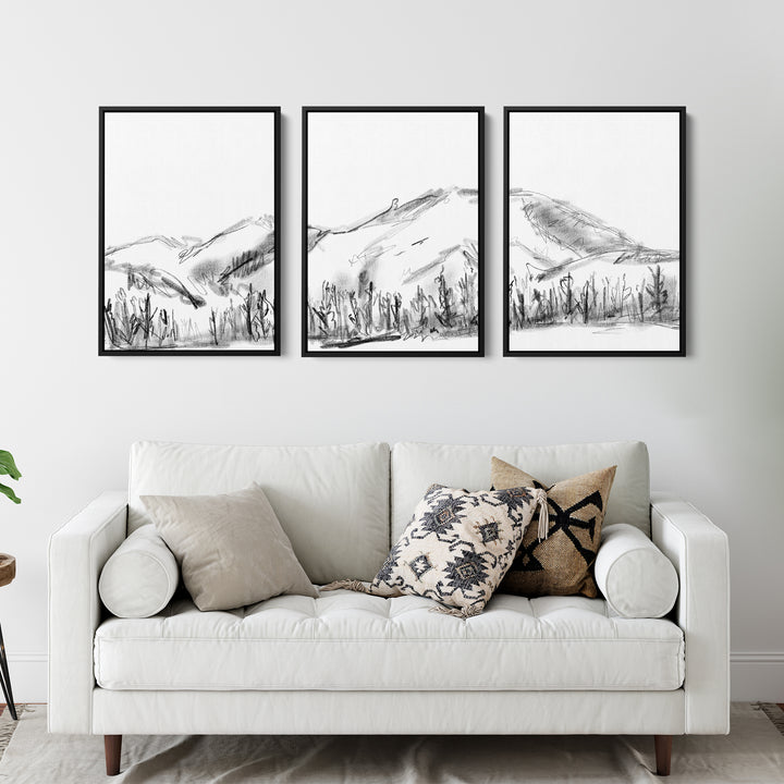 Mountain Landscape Sketch - Set of 3 - Jetty Home