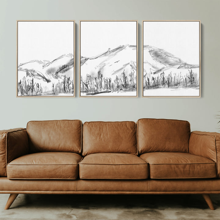 Mountain Landscape Sketch - Set of 3 - Jetty Home
