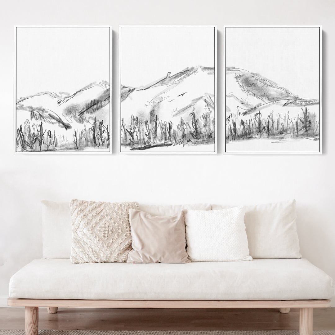 Mountain Landscape Sketch - Set of 3 - Jetty Home
