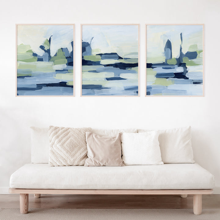 The Rippled Lakeside - Set of 3  - Art Prints or Canvases - Jetty Home
