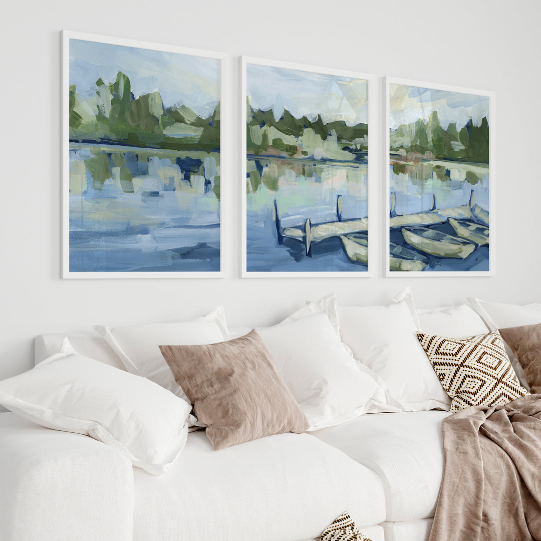 The Lakeside Dock - Set of 3  - Art Prints or Canvases - Jetty Home