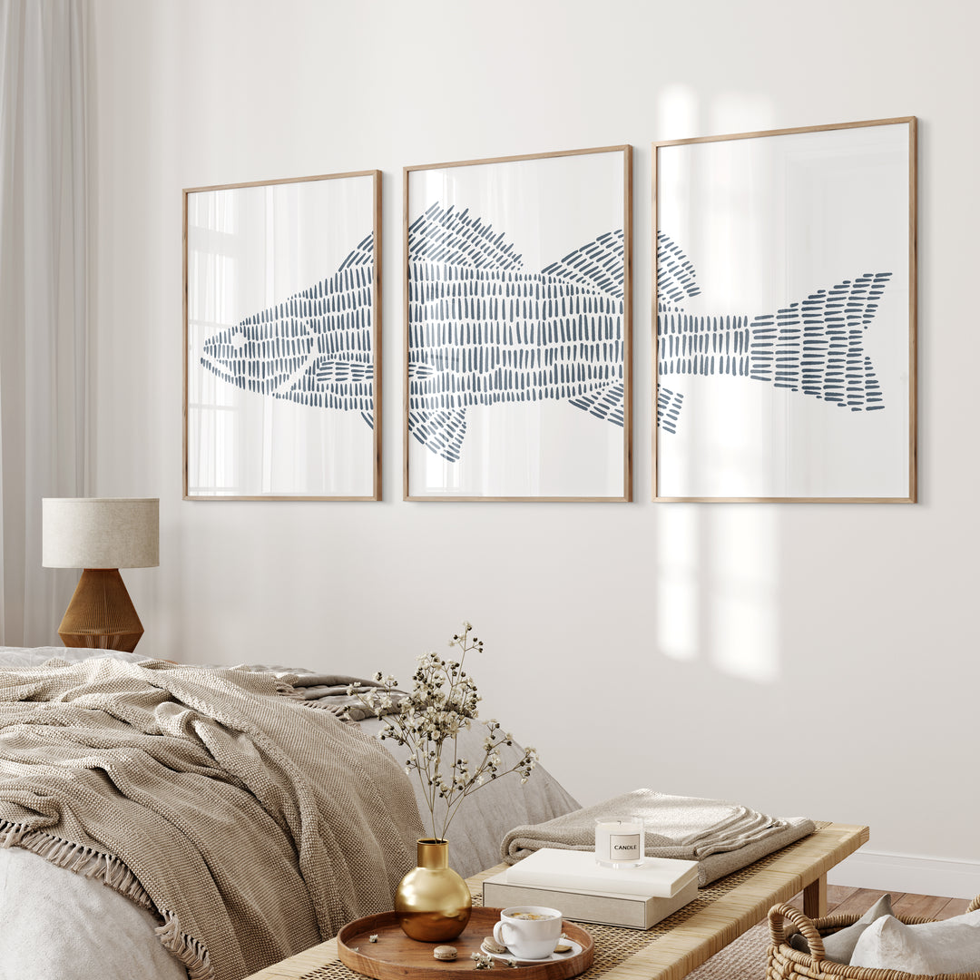 Perch Lake Fish - Set of 3  - Art Prints or Canvases - Jetty Home