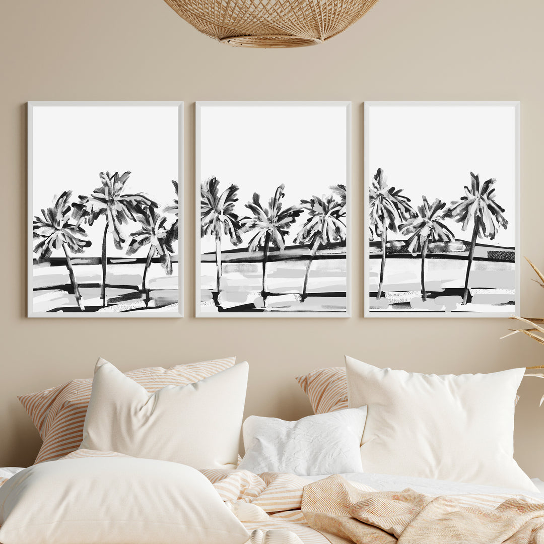 Black & White Island Views - Set of 3  - Art Prints or Canvases - Jetty Home