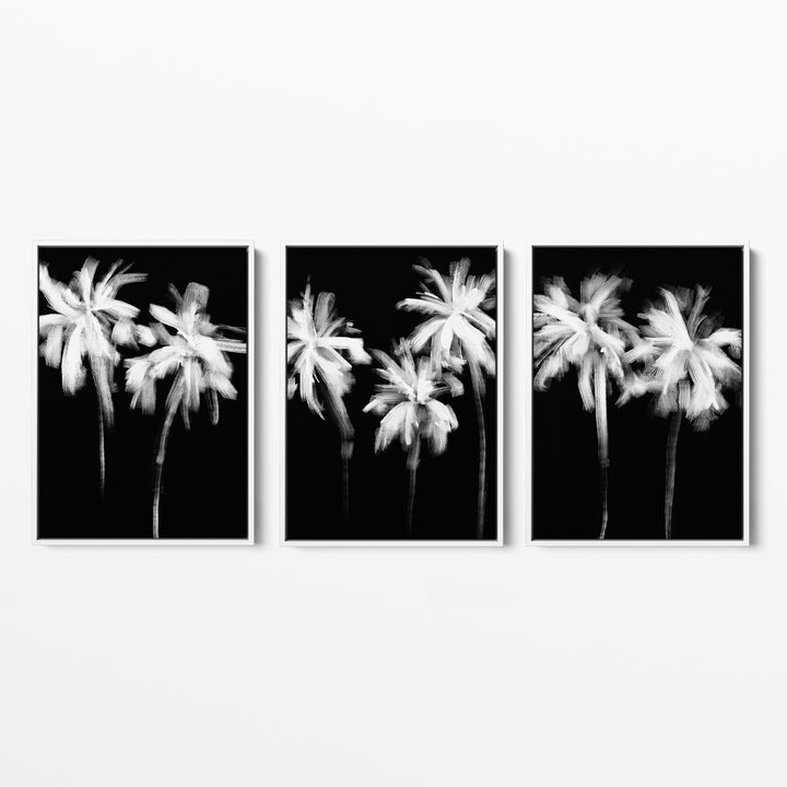 Black & White Minimalist Palms, No. 1 - Set of 3