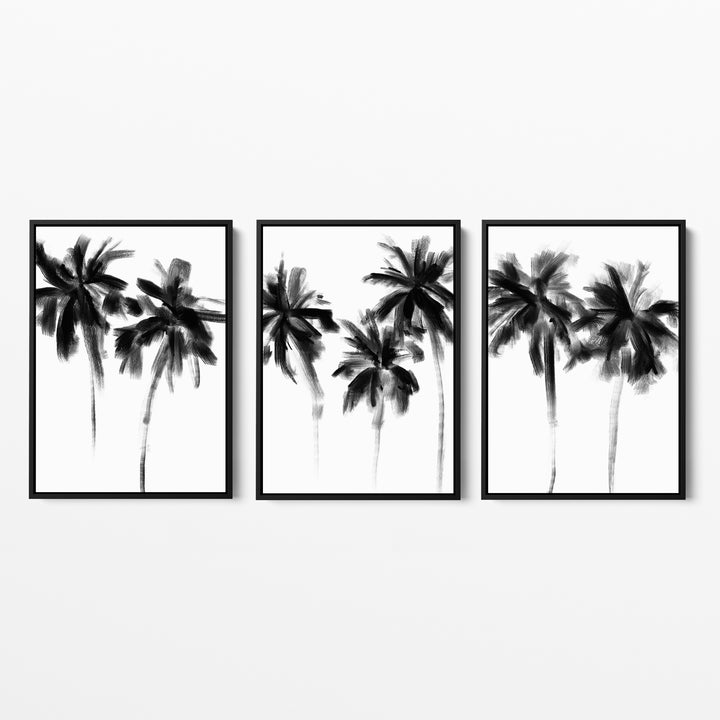 Black & White Minimalist Palms, No. 2 - Set of 3 - Jetty Home