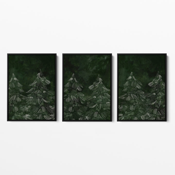 Winter Evergreens Triptych - Set of 3