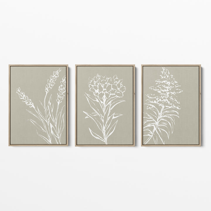 Neutral Farmhouse Flowers - Set of 3