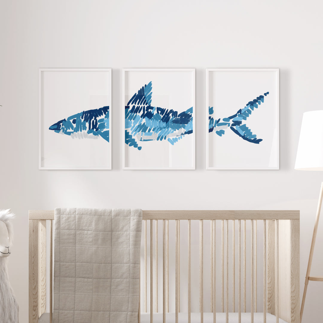 The Shark Triptych - Set of 3 - Jetty Home