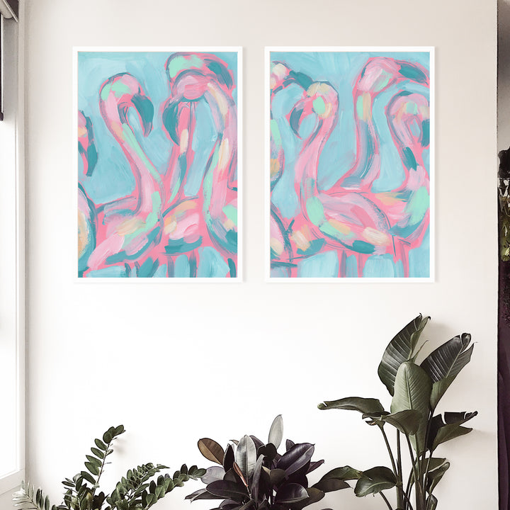 The Pink Flamingoes Diptych - Set of 2 - Jetty Home