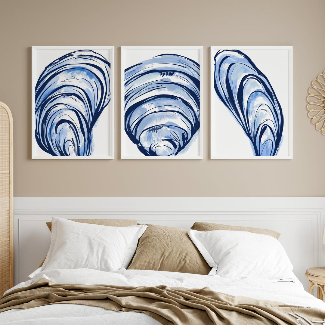 Blue Seashells Triptych - Set of 3 - Jetty Home