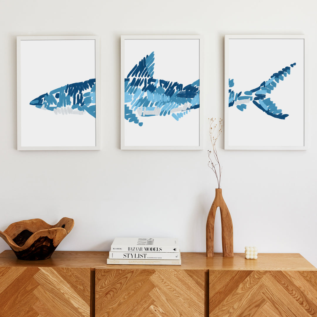 The Shark Triptych - Set of 3 - Jetty Home