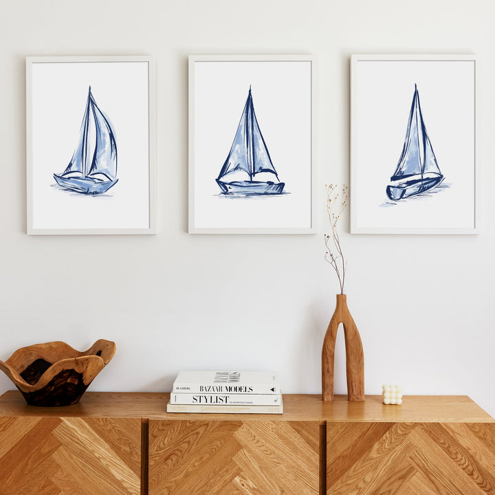 Whitecaps and Wind Triptych - Set of 3 - Jetty Home