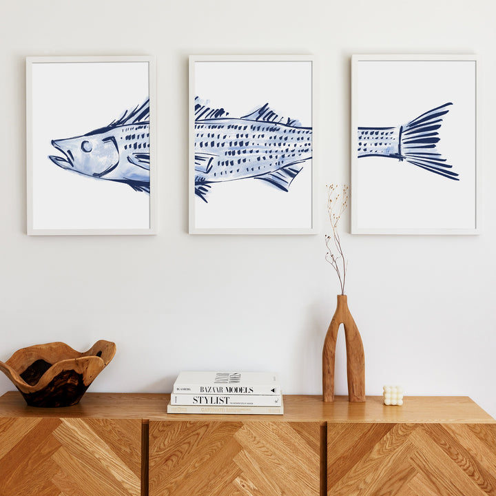 Striped Bass Triptych - Set of 3 - Jetty Home