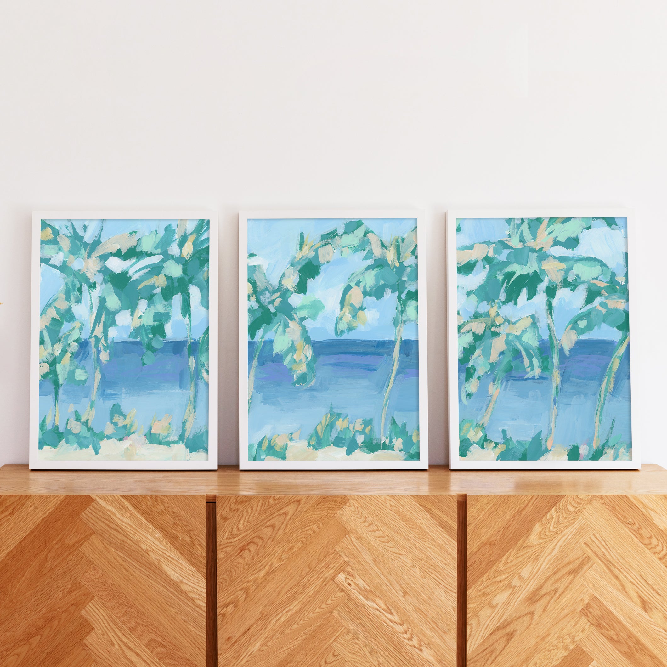 The Sunny Coast Triptych - Set of 3 Canvas Set, No Frame, 16x20