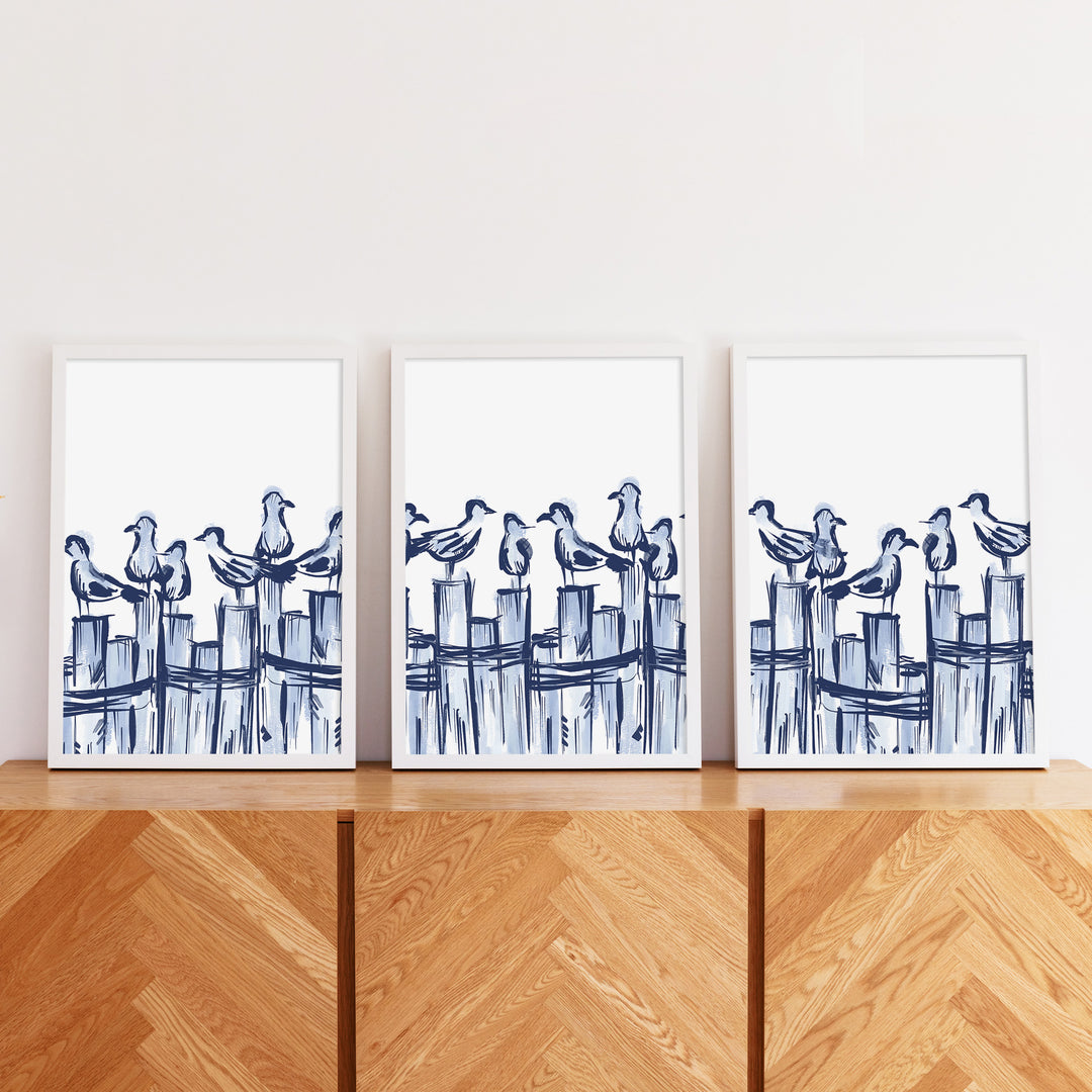 Harbor Gulls Triptych - Set of 3 - Jetty Home