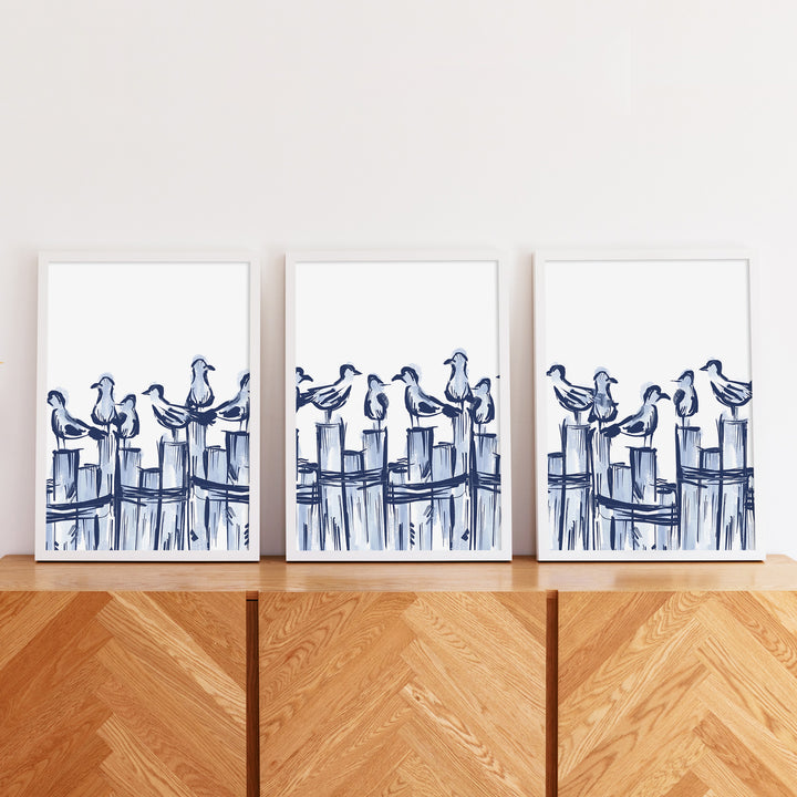Harbor Gulls Triptych - Set of 3 - Jetty Home