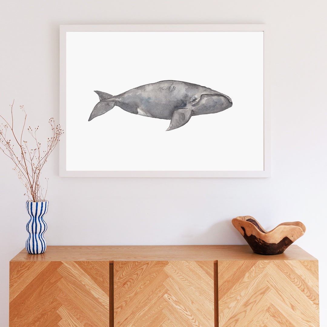 Watercolor Right Whale Painting - Jetty Home