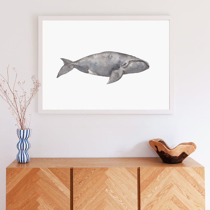 Watercolor Right Whale Painting - Jetty Home