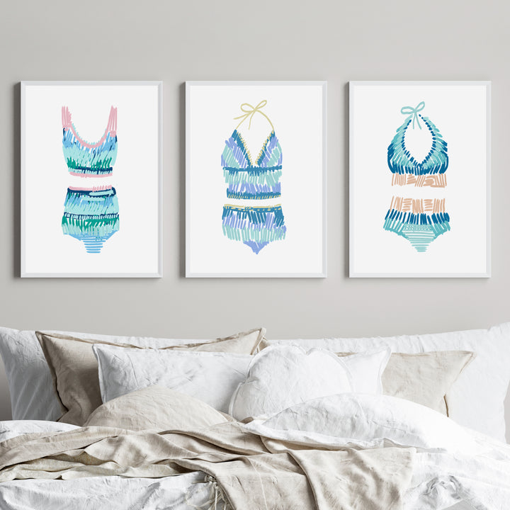 Swim Suit Trio Triptych, No. 1 - Set of 3 - Jetty Home