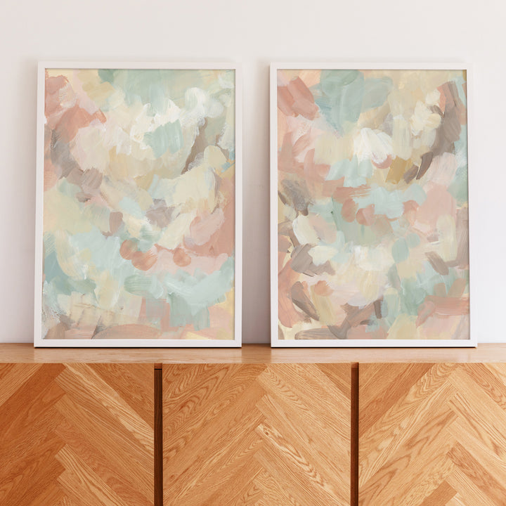Golden Brush Diptych - Set of 2