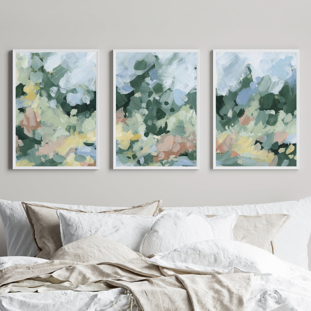 Blossoms Abstracted Triptych - Set of 3 - Jetty Home