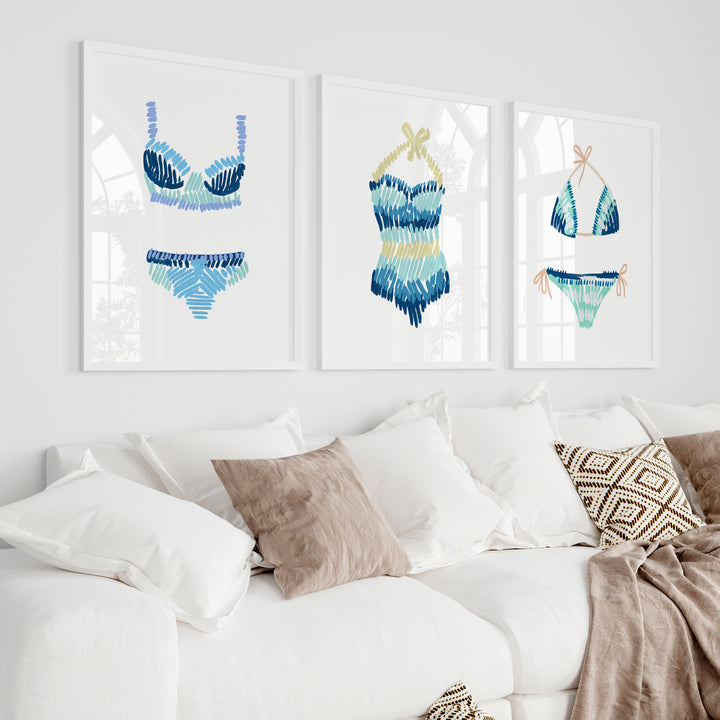 Swim Suit Trio Triptych, No. 2 - Set of 3