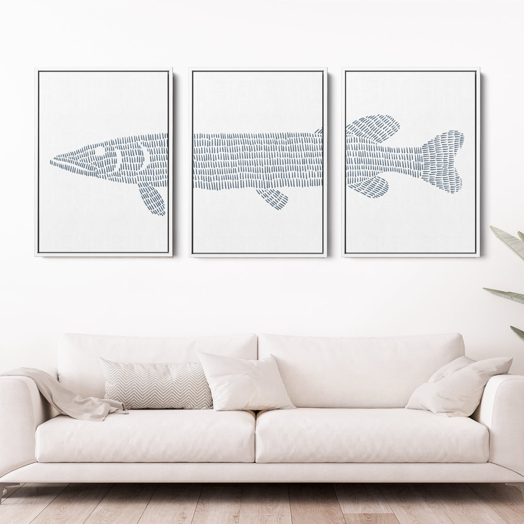 Northern Pike Lake Fish - Set of 3 - Art Prints or Canvases