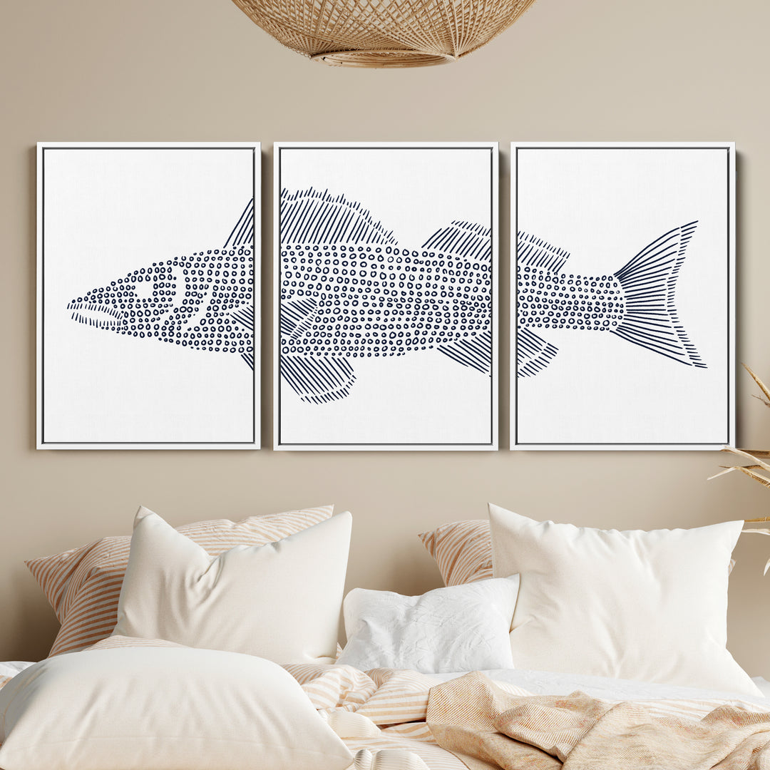 Walleye in Circles Triptych - Set of 3