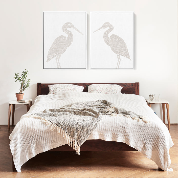 Woven Heron Diptych - Set of 2